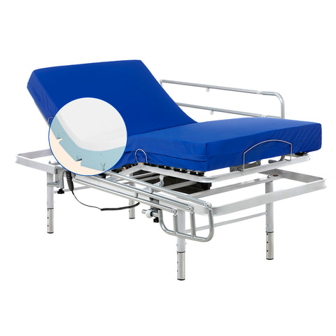Letto ospedaliero con gambe regolabili, materasso sanitario e sponde letto - 80x200 cm