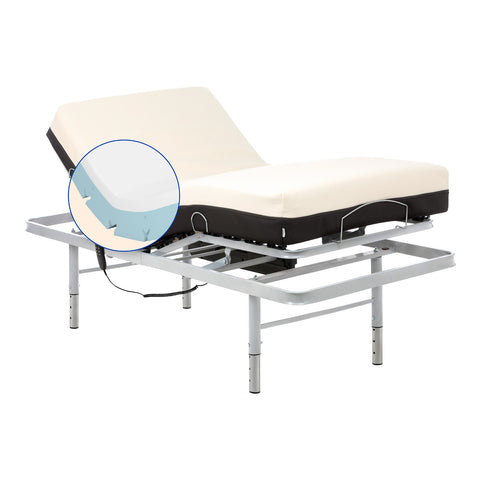 Geriafy - Pack Letto Elettrico Regolabile in 4 Altezze con Materasso Ortopedico Memory foam Cotone (80x190 cm, Gambe regolabili)