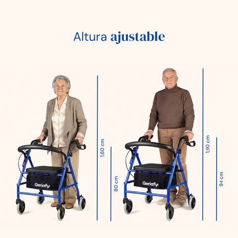 Andador Rollator Dobrável | Assento, Cesto e 4 Rodas