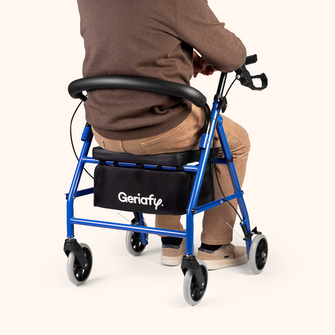 Andador Rollator Dobrável | Assento, Cesto e 4 Rodas