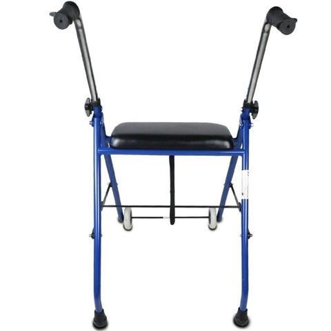 Andador plegable de 2 ruedas y asiento color azul