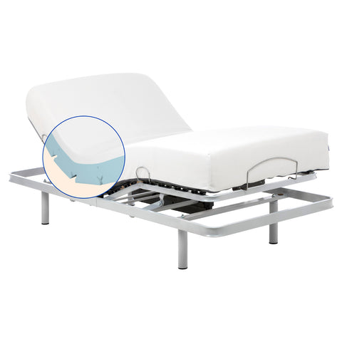Geriafy - Pack Letto ortopedico elettrico | Materasso Visco Tencel (80x190 cm - Telecomando, Gambe fisse)