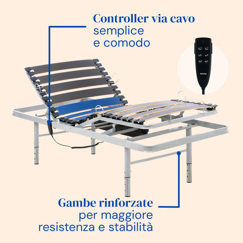 Letto ospedaliero con gambe regolabili, materasso sanitario viscoelastico plus e sponde letto - 90x200 cm
