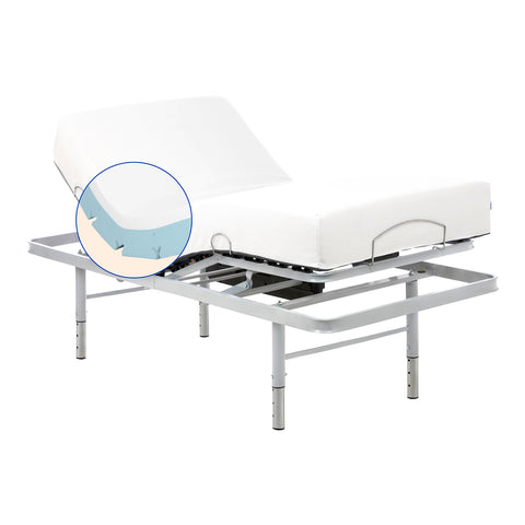 Geriafy - Pack Letto ortopedico elettrico | Materasso Visco Tencel (80x190 cm - Telecomando, Gambe regolabili)