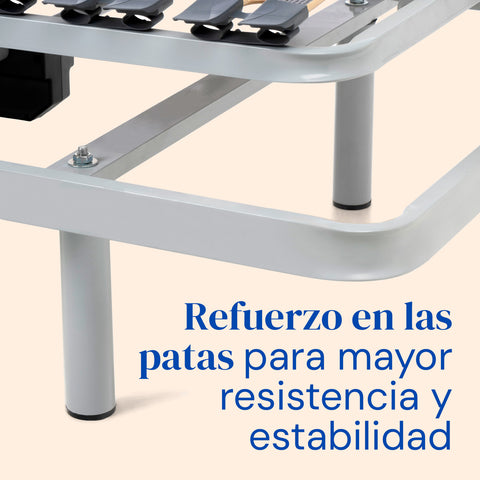 Refuerzo en las patas para aportar mayor estabilidad y resistencia a la cama articulada